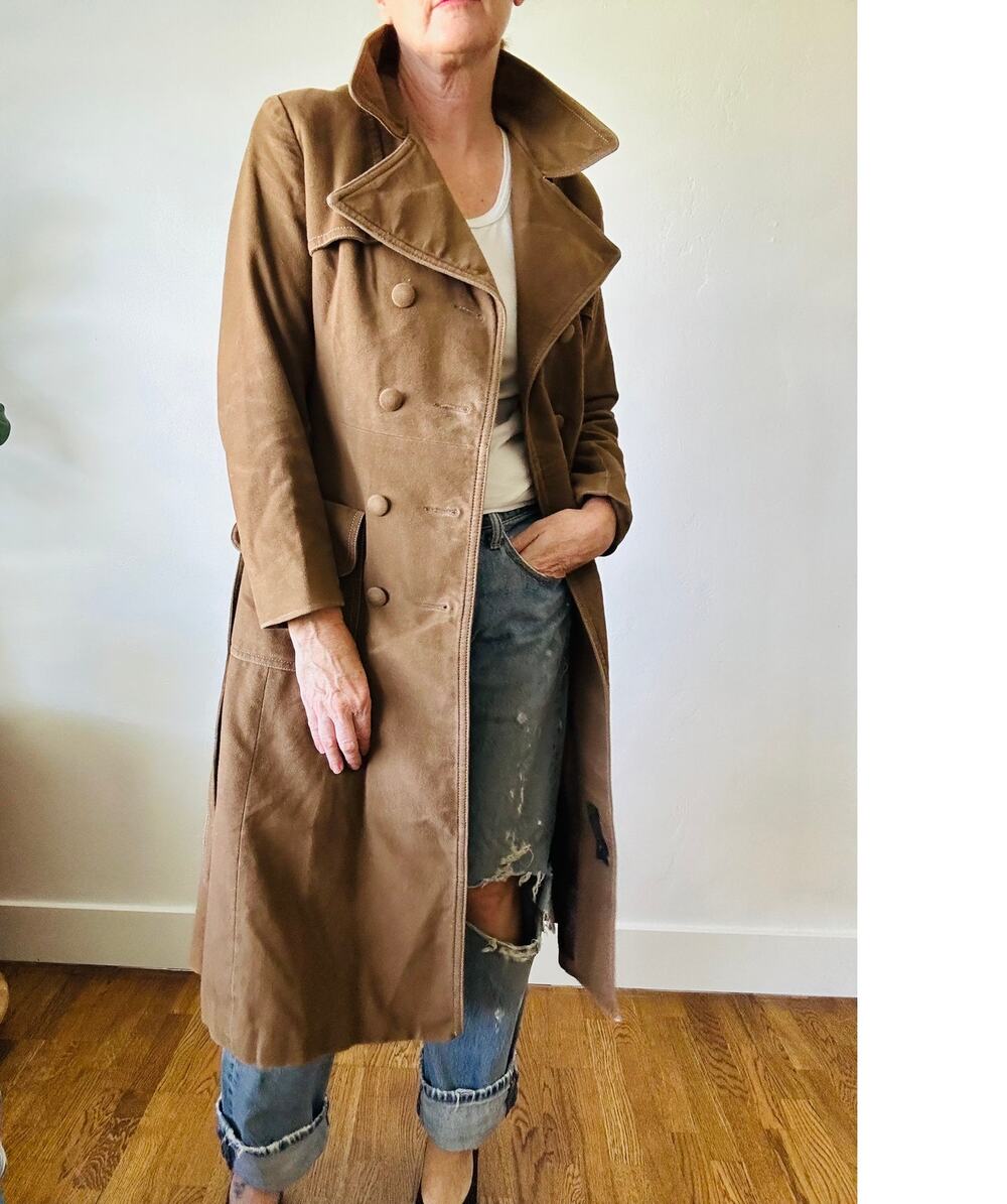 Vintage Womens Trench Coat Small Cotton Brown French Classic Streetwear Fall